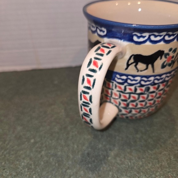 Polish Pottery UNIKAT Horse Mug Signed R Zaprzucka Handmade - Picture 6 of 8